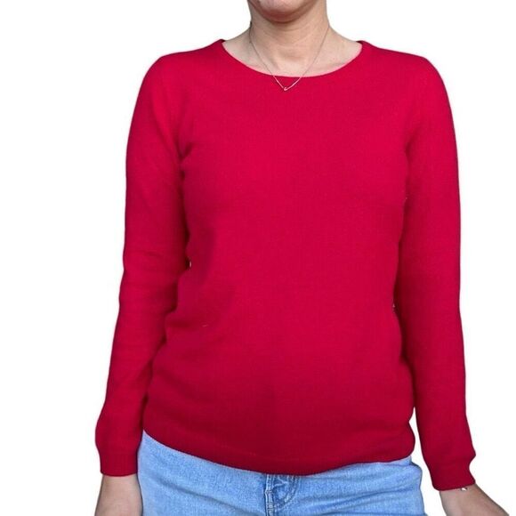 Talbots Red 100% Puré Cashmere Crewneck Pullover Sweater Size MP Petite Medium - Picture 1 of 6